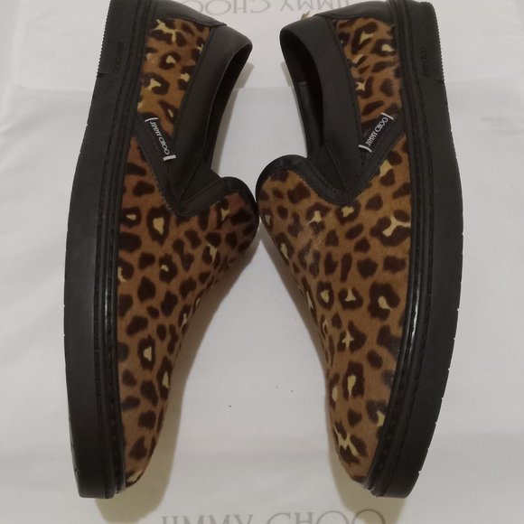Jimmy Choo Leopard Print Fur Grove Slip-On Sneakers- EU42 US9 and EU43.5 US10.5 - Picture 4 of 10